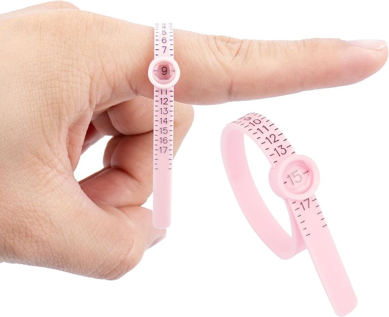 TUNQISM 1-17 USA Rings Size Upgraded Ring Sizer Measuring Set Reusable Finger Size Gauge Measure Tool Jewelry Sizing Tools (Pink) - Image 1